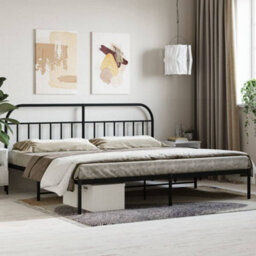 Berkfield Metal Bed Frame With Headboard Black 193X203 Cm - thumbnail 1
