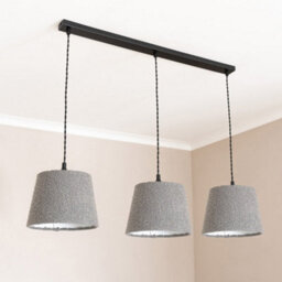 Valuelights Rory Tapered Grey Boucle Lamp Shade 3 Drop Ceiling Pendant Light With Led Bulbs - thumbnail 4