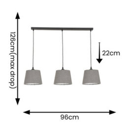 Valuelights Rory Tapered Grey Boucle Lamp Shade 3 Drop Ceiling Pendant Light With Led Bulbs - thumbnail 5