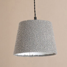 Valuelights Rory Tapered Grey Boucle Lamp Shade 3 Drop Ceiling Pendant Light With Led Bulbs - thumbnail 3