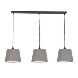 Valuelights Rory Tapered Grey Boucle Lamp Shade 3 Drop Ceiling Pendant Light With Led Bulbs - thumbnail 2