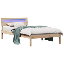 Berkfield With Led Strip Lights Brown 75 X 190 Cm Solid Pine Wood - thumbnail 3