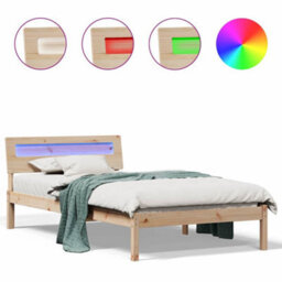 Berkfield With Led Strip Lights Brown 75 X 190 Cm Solid Pine Wood - thumbnail 4