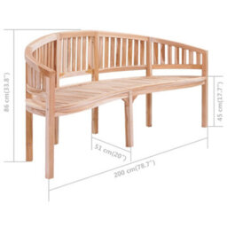 Berkfield Banana Bench 200 Cm Solid Teak Wood - thumbnail 7