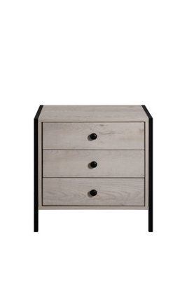 Timber Art Design Zahra Bedside Table Cabinet Bedroom Furniture Nightstand 3 Drawer Ash Oak - image 1
