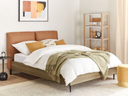 Beliani Bed Faux Leather Limanton 140 X 200 Cm (Eu Double) Golden Brown - thumbnail 2
