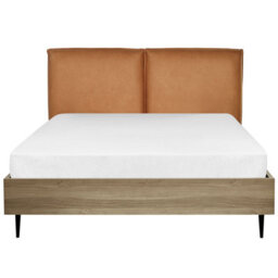 Beliani Bed Faux Leather Limanton 140 X 200 Cm (Eu Double) Golden Brown - thumbnail 4