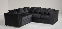 Plush Velvet Black Duel Arm Large Corner Sofa - thumbnail 2
