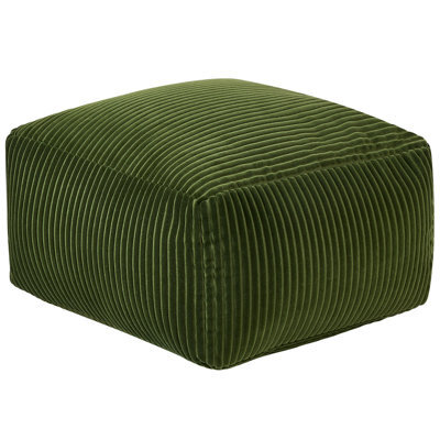 Wyld And Coco Dark Green Corduroy Pouffe With Eps Beads, 50 X 50 X 30 Cm - Footstool, Seat, Side Table - image 1
