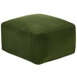 Wyld And Coco Dark Green Corduroy Pouffe With Eps Beads, 50 X 50 X 30 Cm - Footstool, Seat, Side Table - thumbnail 1