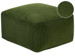 Wyld And Coco Dark Green Corduroy Pouffe With Eps Beads, 50 X 50 X 30 Cm - Footstool, Seat, Side Table - thumbnail 3