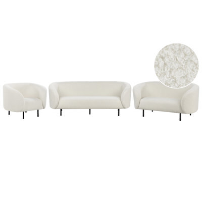 Beliani Living Room Set 6 Seater Loen Boucle White - image 1