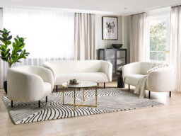Beliani Living Room Set 6 Seater Loen Boucle White - thumbnail 2