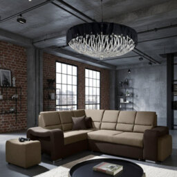 Wakiki Corner Sofa Bed With Two Ottomans Foam Wave Springs Wooden Frame Storage 260X96X190Cm Brown And Beige Left - thumbnail 1