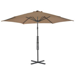 Berkfield Outdoor Parasol With Steel Pole 300 Cm Taupe - thumbnail 3