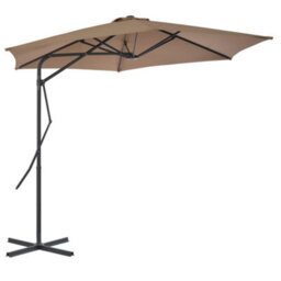 Berkfield Outdoor Parasol With Steel Pole 300 Cm Taupe - thumbnail 2