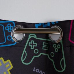"OHS Gaming Eyelet Curtains Pair Of Blackout Woven Ring Top Panels, Black - 66"" X 72""" - thumbnail 6
