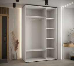 Arte Sapporo Ii White Matt Mirrored Sliding Door Wardrobe With Contemporary Lamella Effect (H)2050mm (W)1500mm (D)600mm - thumbnail 3