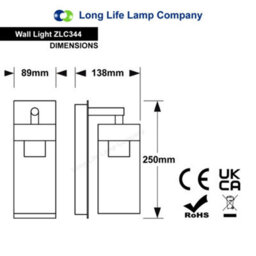 Long Life Lamps Company Modern Garden Outdoor Wall Light Lantern Zlc344 - thumbnail 2