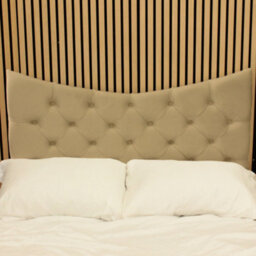 "Urban Textures - Elysia Luxury 20"" High Velvet Fabric Upholstered Crescent Headboard - Mink" - thumbnail 1