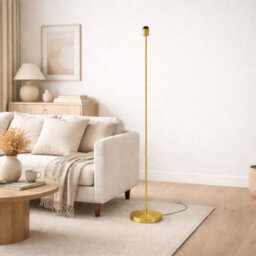 CGC Interiors Cgc Lena Brushed Gold Straight Floor Lamp - thumbnail 3