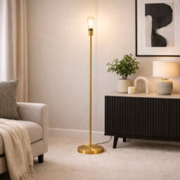 CGC Interiors Cgc Lena Brushed Gold Straight Floor Lamp - thumbnail 2