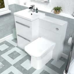 Nes Home White Basin Vanity Cabinet, Wc Unit & Rimless Back To Wall Toilet - thumbnail 4