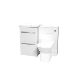 Nes Home White Basin Vanity Cabinet, Wc Unit & Rimless Back To Wall Toilet - thumbnail 5