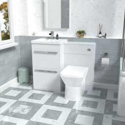 Nes Home White Basin Vanity Cabinet, Wc Unit & Rimless Back To Wall Toilet - thumbnail 1