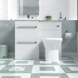 Nes Home White Basin Vanity Cabinet, Wc Unit & Rimless Back To Wall Toilet - thumbnail 2