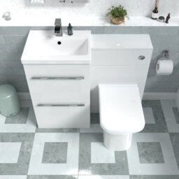 Nes Home White Basin Vanity Cabinet, Wc Unit & Rimless Back To Wall Toilet - thumbnail 3