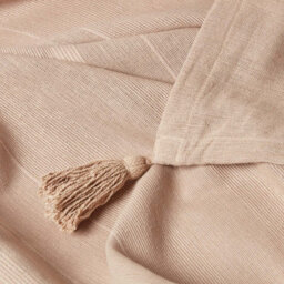 Homescapes Cotton Rajput Ribbed Beige Throw, 150 X 200 Cm - thumbnail 5