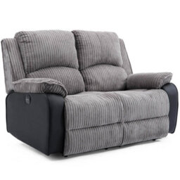More4Homes Postana Electric High Back Jumbo Cord Fabric Recliner 2 Seater Sofa (Grey) - thumbnail 2