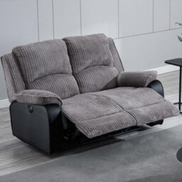 More4Homes Postana Electric High Back Jumbo Cord Fabric Recliner 2 Seater Sofa (Grey) - thumbnail 9