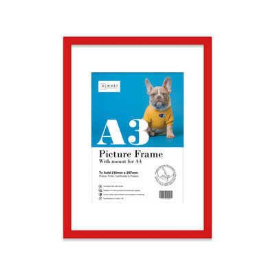 A3 Red Picture Frame With Mount For A4 (21 X 29.7Cm -8.3 X 11.7In) Poster, Photo, Artwork, Or Print. - image 1