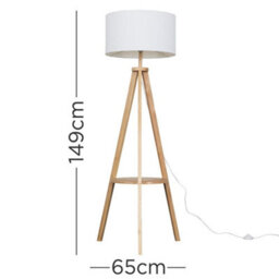 Valuelights Morrigan Natural Wood Shelf Tripod Floor Lamp With White Drum Shade - thumbnail 8