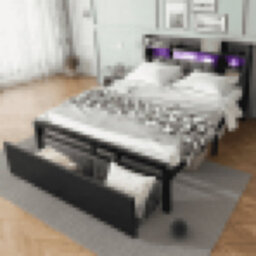 Matteo Modern Black Double Metal Bed Frame With Led Lights, Usb Charging, 2 Drawers & Padded Storage Headboard - 4Ft6 - thumbnail 8