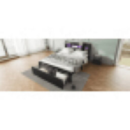 Matteo Modern Black Double Metal Bed Frame With Led Lights, Usb Charging, 2 Drawers & Padded Storage Headboard - 4Ft6 - thumbnail 6