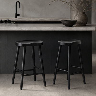 Where Saints Go Ltd Shaker Counter Stool, Black Solid Wood, Backless Shaped Seat, 66Cm By Where Saints Go - image 1