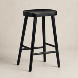 Where Saints Go Ltd Shaker Counter Stool, Black Solid Wood, Backless Shaped Seat, 66Cm By Where Saints Go - thumbnail 2