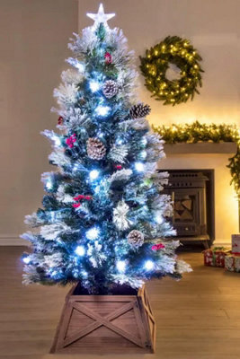 Christmas Tree World The 5Ft/150Cm Snowy Led Frosted Pine Fibre Optic Tree - image 1