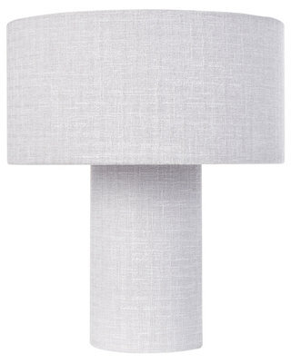 Wyld And Coco Brightnest Bedside Table Lamp Grey Cotton-Linen Drum Shade 30Cm - image 1