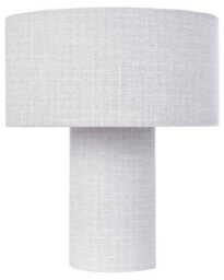 Wyld And Coco Brightnest Bedside Table Lamp Grey Cotton-Linen Drum Shade 30Cm - thumbnail 1
