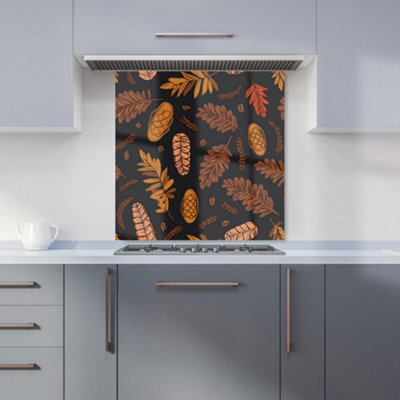 Warren Reed Designer Autumn Leaves And Pinecones Kitchen Splashback - image 1