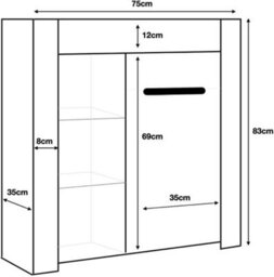Furneo Matt & High Gloss White Cabinet Cupboard Sideboard Unit Milano 10 White Led Light - thumbnail 3