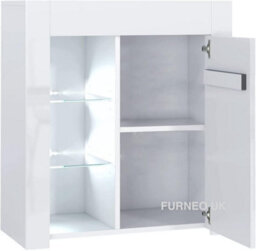 Furneo Matt & High Gloss White Cabinet Cupboard Sideboard Unit Milano 10 White Led Light - thumbnail 2