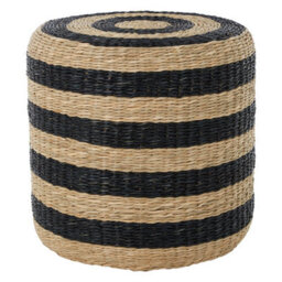 Premier Housewares Interiors By Premier Stripe Seagrass Pouffe, Comfortable Footrest Seagrass Pouffe,easy To Move Woven Stool, Versatile Stool - thumbnail 2