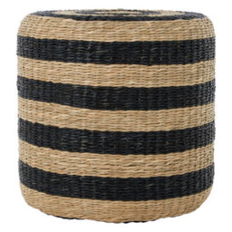 Premier Housewares Interiors By Premier Stripe Seagrass Pouffe, Comfortable Footrest Seagrass Pouffe,easy To Move Woven Stool, Versatile Stool - thumbnail 1