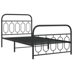 Berkfield Metal Bed Frame Without Mattress With Footboard Black 107X203Cm - thumbnail 3