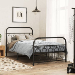 Berkfield Metal Bed Frame Without Mattress With Footboard Black 107X203Cm - thumbnail 1